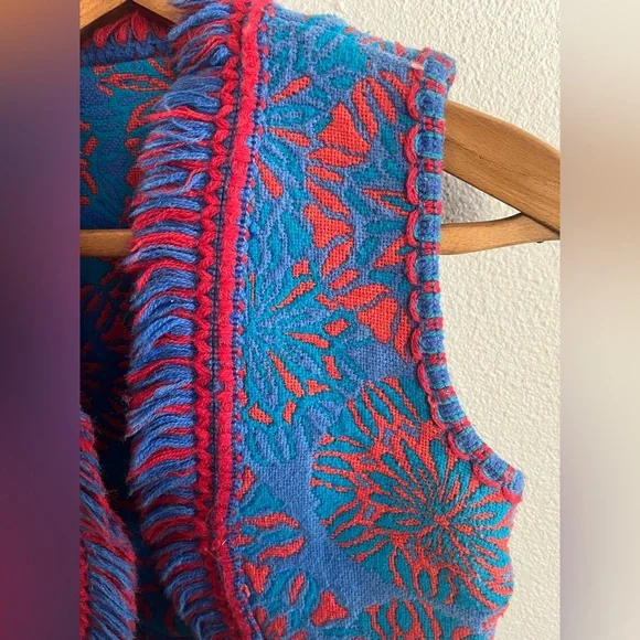 Rare Vintage Homemade Vest XS Red and Blue - Picture 3 of 5